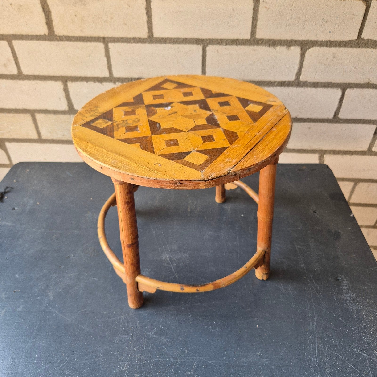 vintage bamboe plantentafeltje  boho, Ophalen of Verzenden, Hout