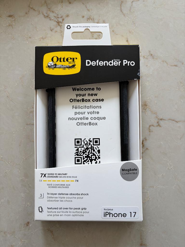 Otterbox Defender Pro voor iPhone 17 telefoonhoes, Kunststof, IPhone 17, Zwart, Rondom bescherming