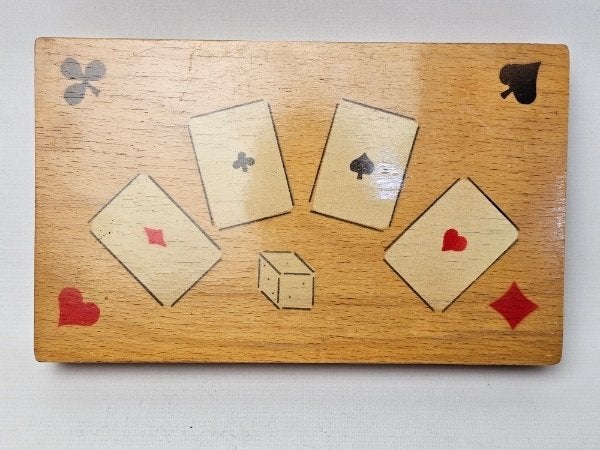 # Vintage katja kistje met 3 stokken kaarten en een balpen, Ophalen of Verzenden, Gebruikt