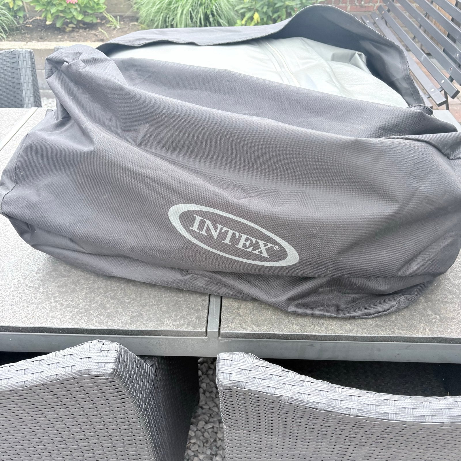 Intex PureSpa Greywood Deluxe Opblaasbare Jacuzzi, Opblaaszwembad, Rond, Ophalen of Verzenden, Zo goed als nieuw
