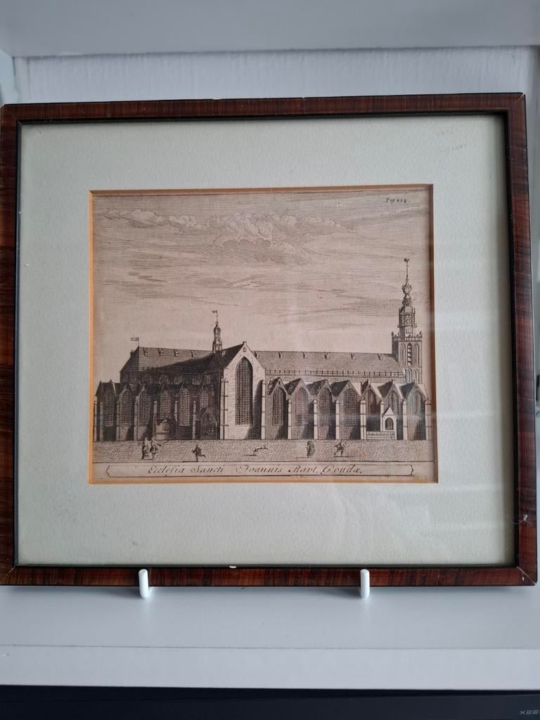 Gravure St Jan Gouda uit 1714, Antiek en Kunst, Ophalen of Verzenden