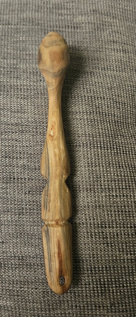 Handgesneden lepel met lengte 19 cm van fruithout, Antiek en Kunst, Overige onderwerpen, Houtsnijwerk, Minder dan 20 cm, Verzenden