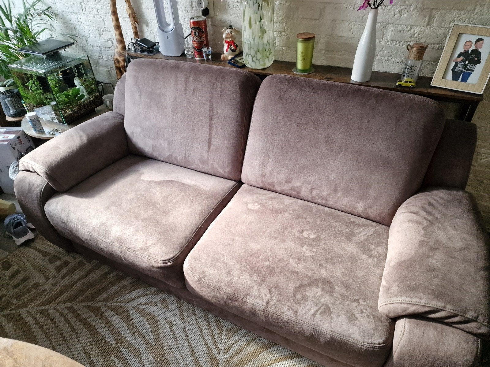 Bruine bank, 190x90 cm, gratis af te halen in Reuver, Ophalen, Gebruikt, 150 tot 200 cm, Tweepersoons