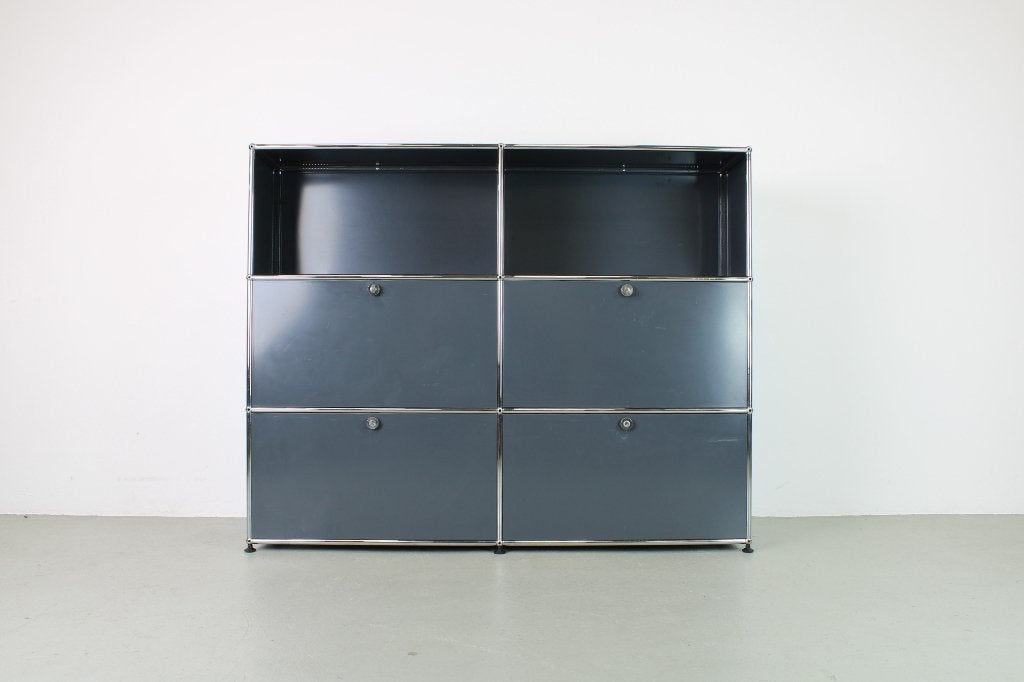 USM Haller kast, antraciet, vintage/refurbished, Ophalen, Gebruikt, Met deur(en), 150 tot 200 cm