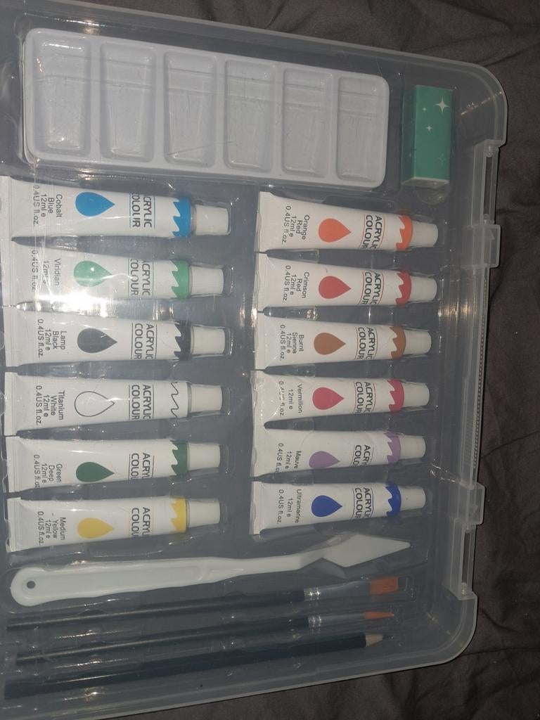 Acrylverf Set met Kwasten en Palet - Nieuw, Ophalen of Verzenden, Nieuw, Acrylverf