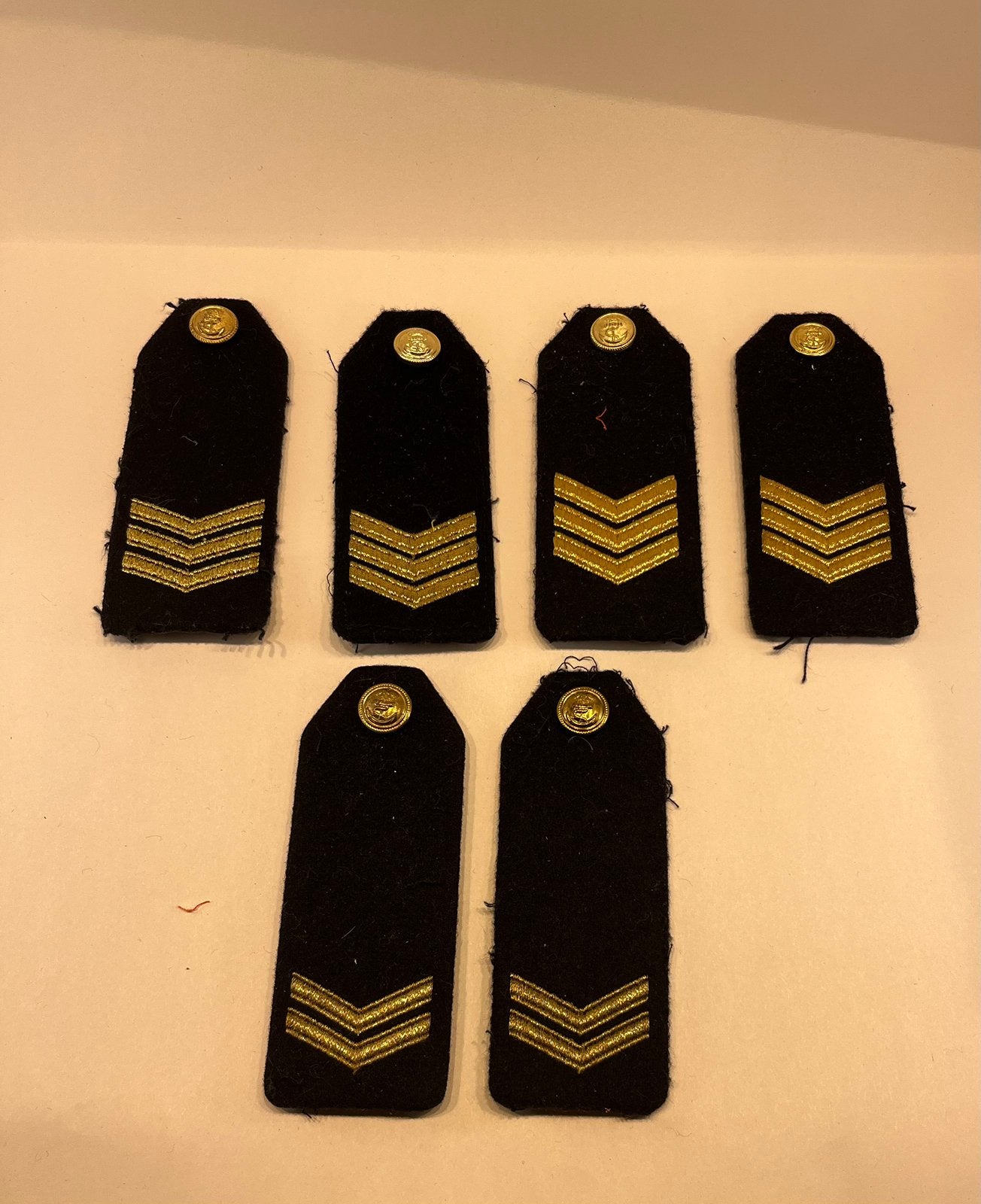 Set van 6 originele epauletten met knoop (marine), Verzenden, Marine, Nederland, Embleem of Badge