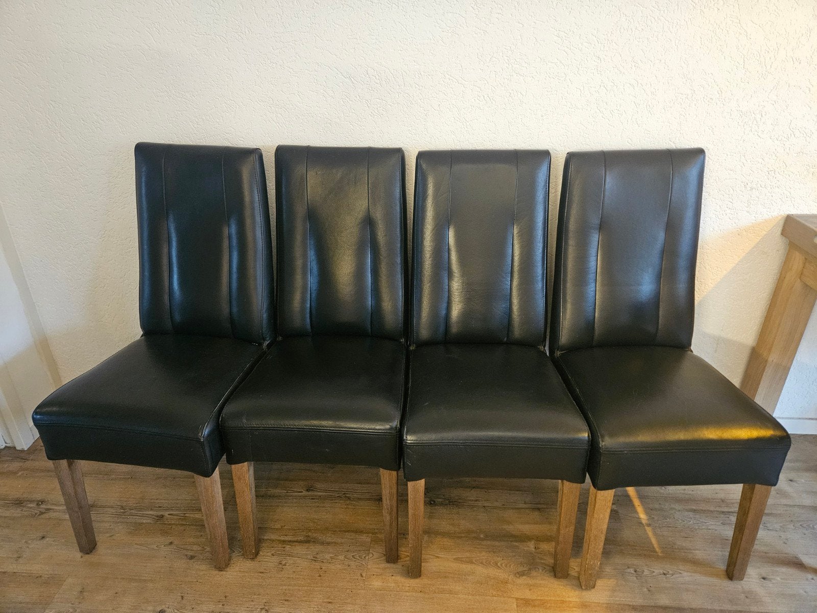 Henders & Hazel stoelen - set van 4, zwart leer, Ophalen, Gebruikt, Zwart, Hout