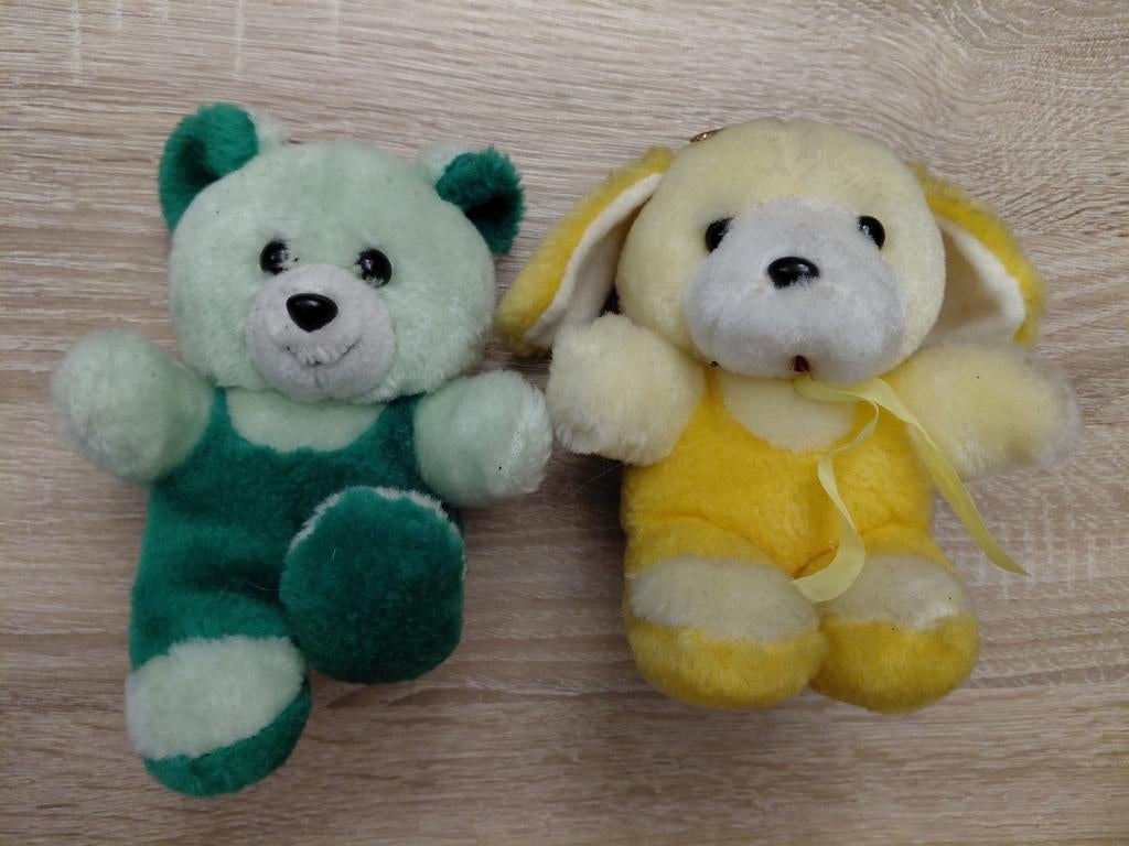 Vintage Jaren '80/'90 Groen Beertje & Geel Hondje Knuffels, Kinderen en Baby's, Speelgoed | Knuffels en Pluche, Ophalen of Verzenden