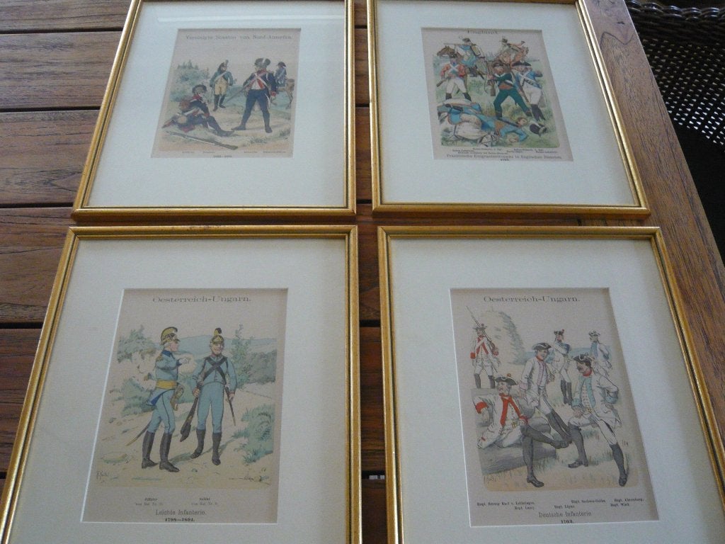 4x Originele militaire druk van Richard Knötel 29x36, Ophalen of Verzenden