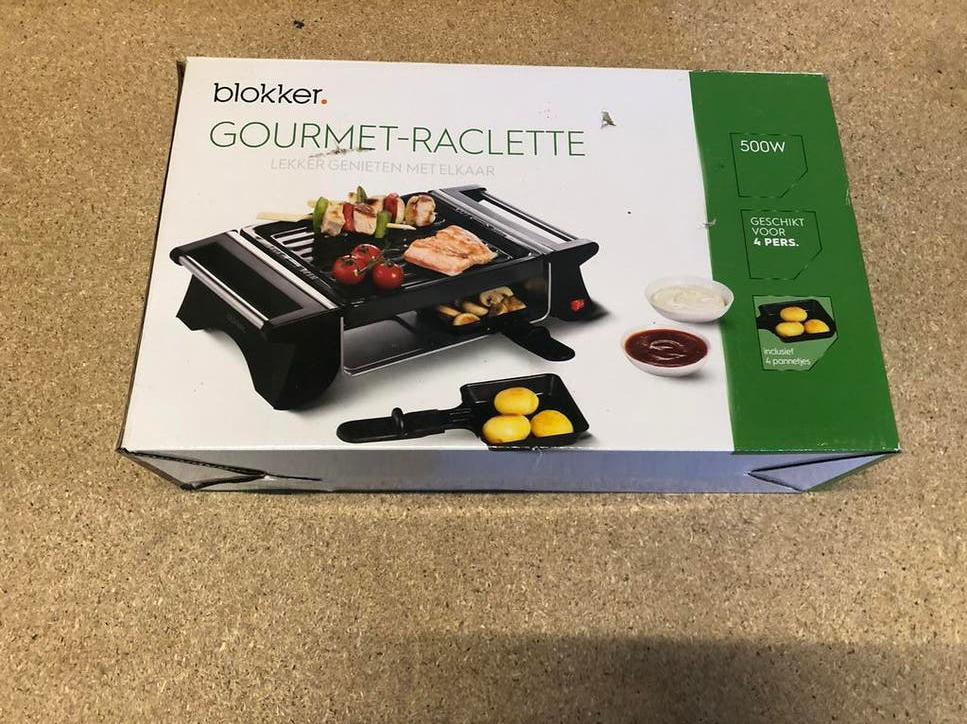 Blokker gourmet raclette 4 personen 500 watt, Ophalen of Verzenden, Nieuw, Minder dan 4 personen