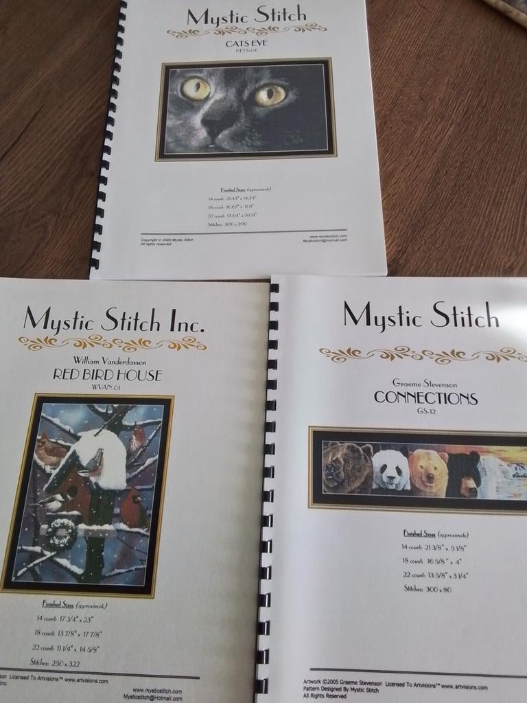 3 borduurpatronen Mystic Stitch,  dieren, Ophalen of Verzenden, Zo goed als nieuw, Overige onderwerpen