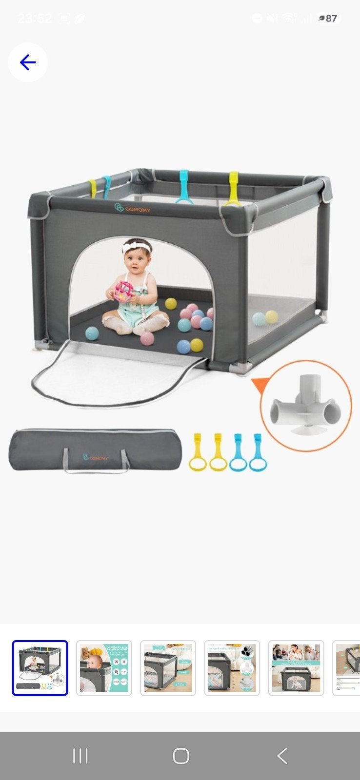 COMOY baby grondbox 90 x 90cm, Ophalen, Zo goed als nieuw, Vierkant