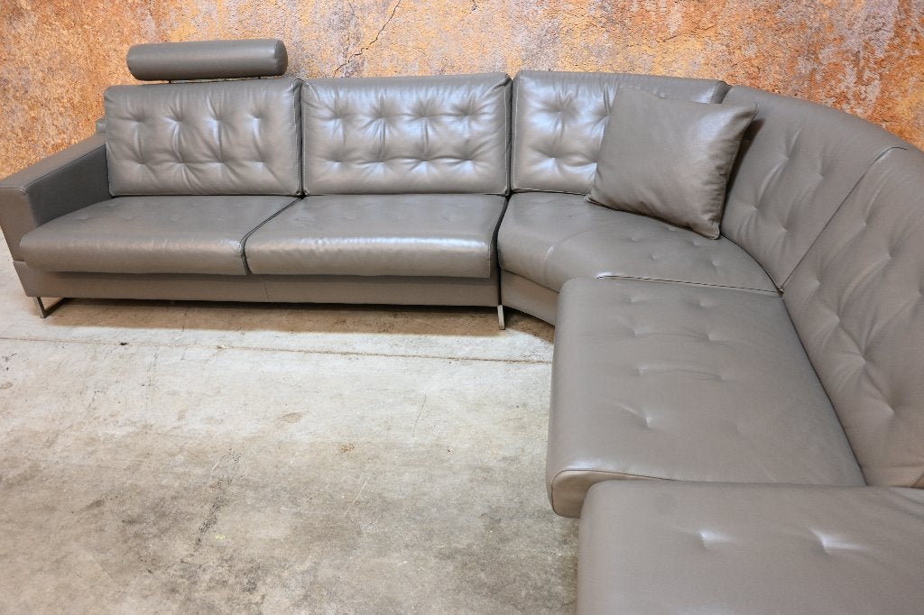 Als NIEUW! Leolux Cuno tuapekleurige leren design hoekbank, Leolux, Leolux, 100 tot 125 cm, Hoekbank
