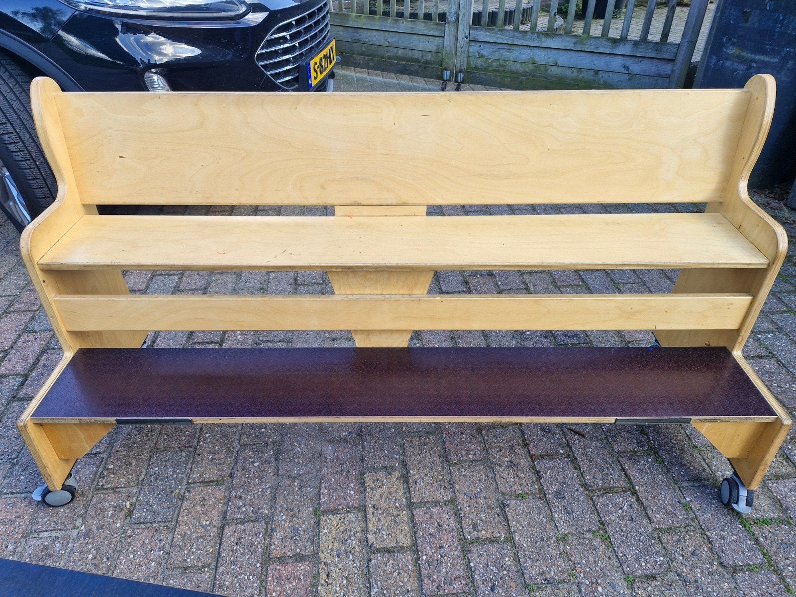 2x Kinderopvang bank hout 1,55m breed, Ophalen, Gebruikt, Overige typen