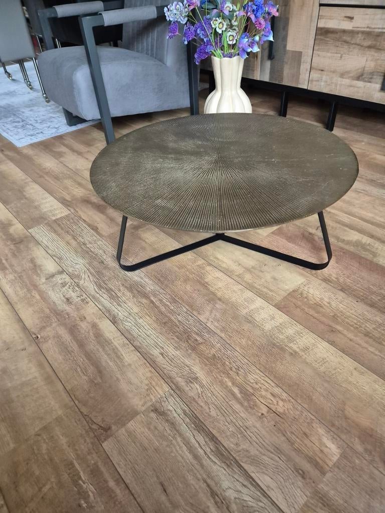 Stijlvolle ijzeren salontafel, Huis en Inrichting, Tafels | Salontafels, Ophalen, 50 tot 100 cm, Modern, Industrieel, Rond