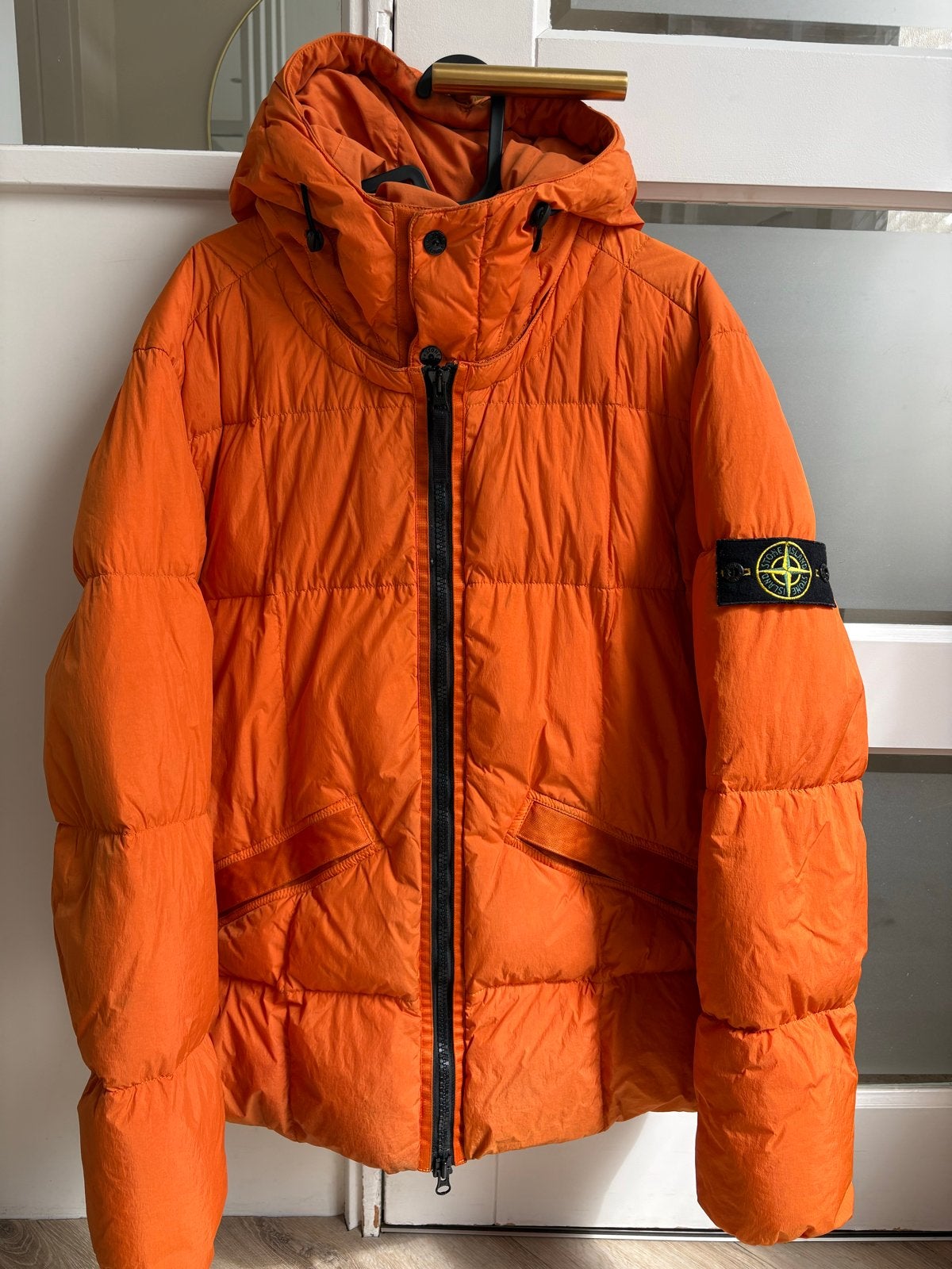Stone Island Crinkle Reps NY Down Jacket Oranje Maat L, Verzenden, Gedragen, Maat 52/54 (L), Oranje