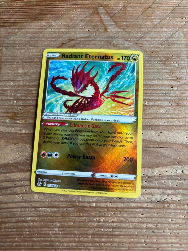 Radiant Eternatus Pokémon kaart 105/159, Ophalen of Verzenden, Zo goed als nieuw, Losse kaart, Foil