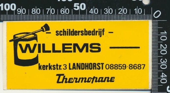 Sticker: Schildersbedrijf Willems - Landhorst, Ophalen of Verzenden, Zo goed als nieuw, Bedrijf of Vereniging