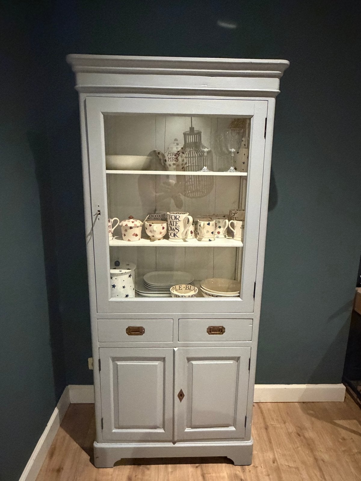 Antieke vitrinekast/boekenkast - 88x192 cm, Ophalen