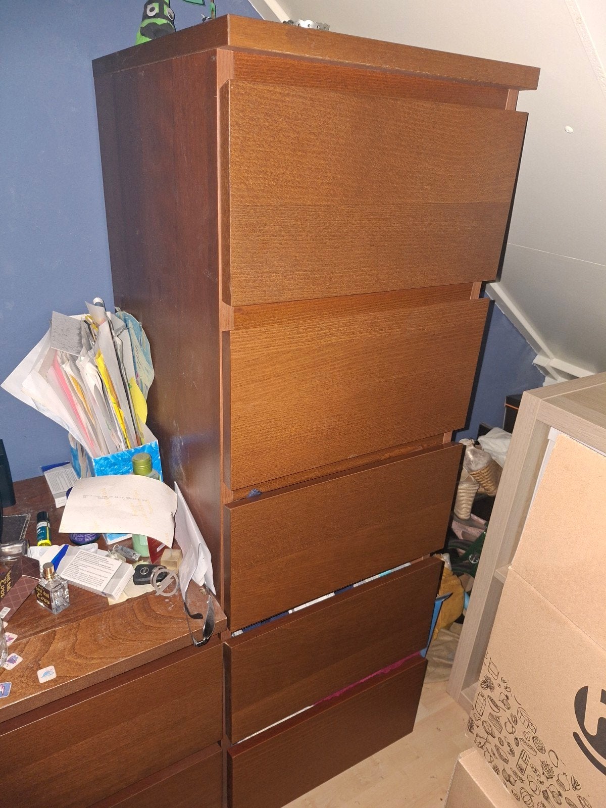 IKEA Malm ladekasten en spiegelkast - Donkerbruin, Ophalen, Gebruikt, 5 laden of meer, 50 tot 100 cm