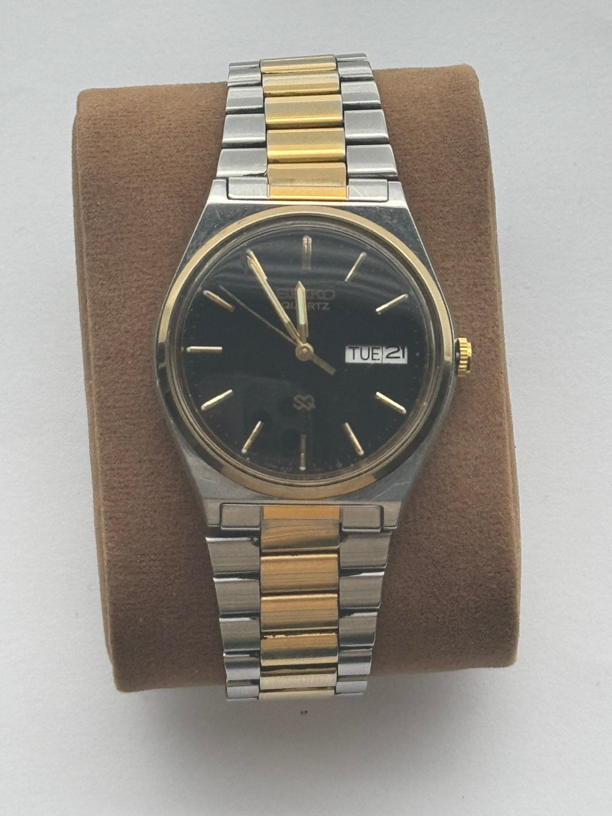 Vintage Seiko Quartz – Day Date – Two-Tone – 34 mm – Werkend, Ophalen of Verzenden, Staal, Seiko, 1960 of later