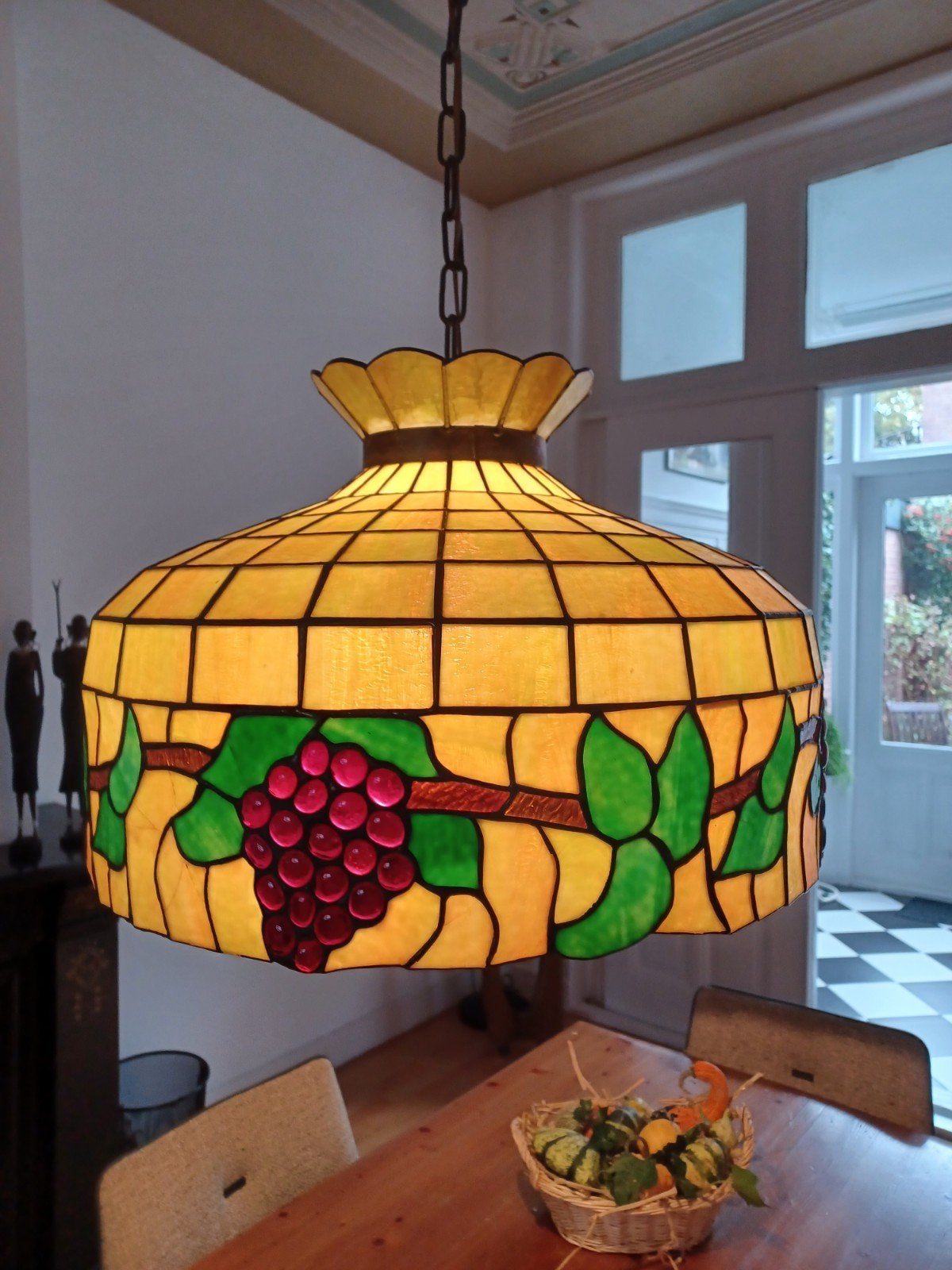 Hanglamp in Tiffany stijl, Ophalen, Gebruikt, Glas, Art deco