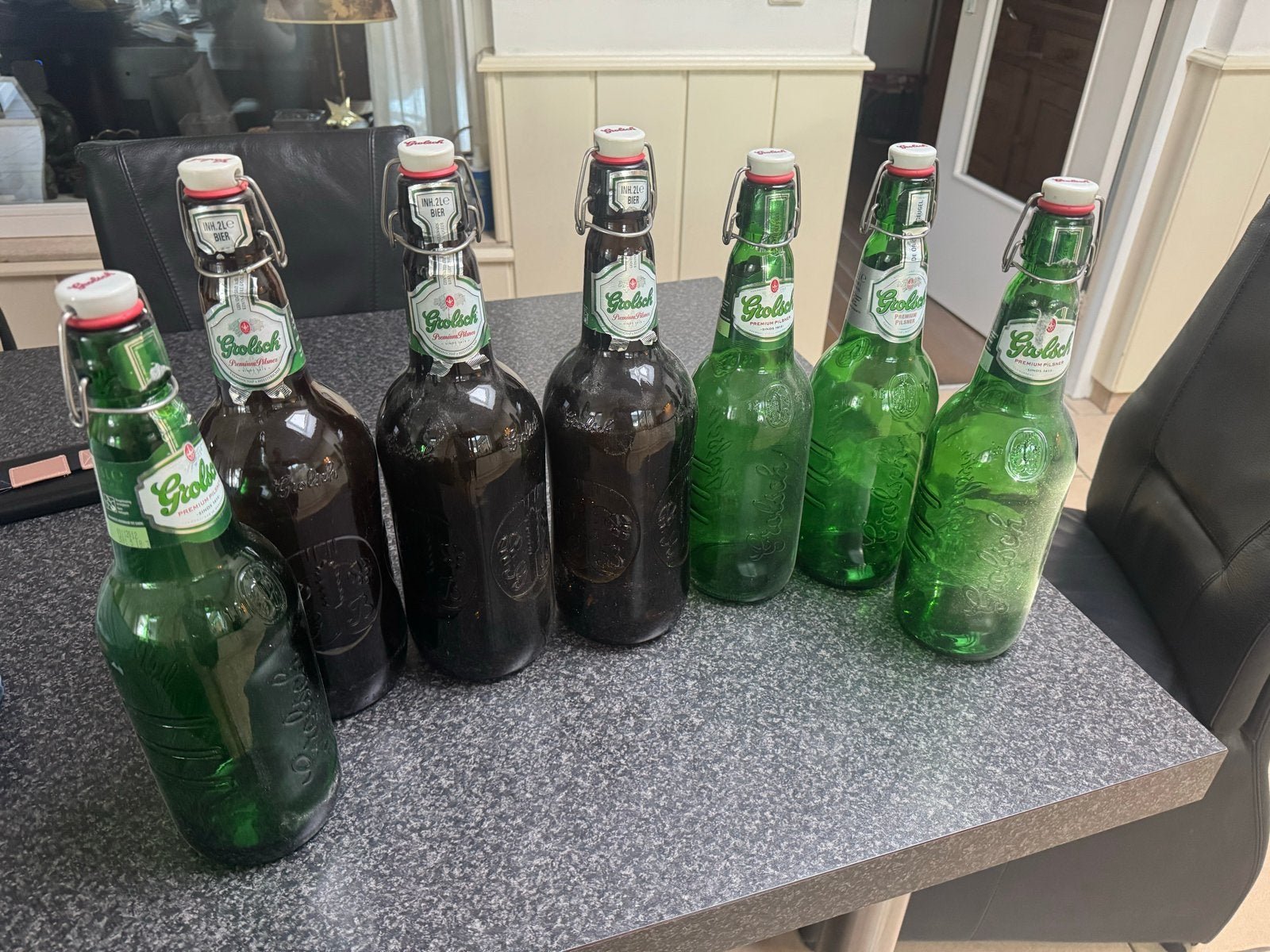 Grolsch beugelflessen - 1.5L en 2.0L, Ophalen, Gebruikt