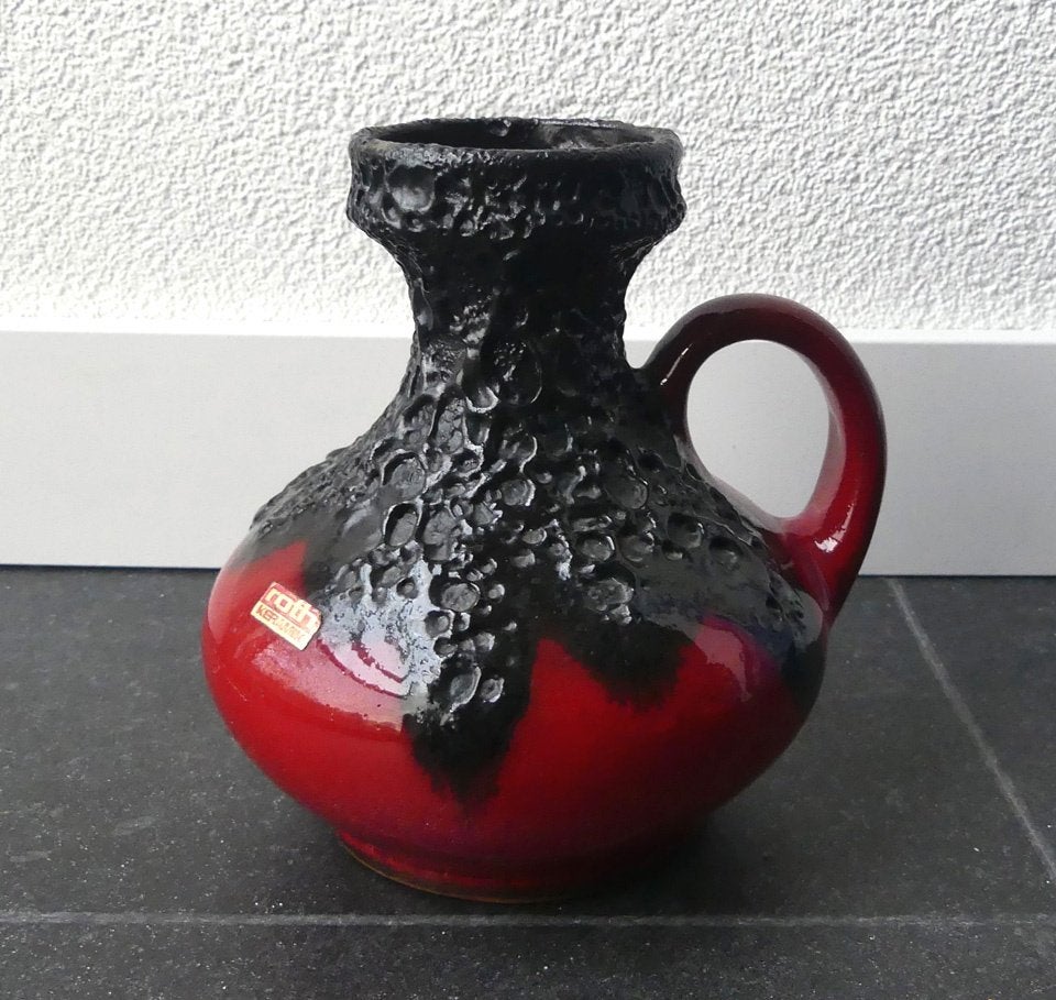 Roth 109-15 vintage vaas rood fat lava West-Germany, Ophalen of Verzenden, Gebruikt, Met patroon/structuur, Rood