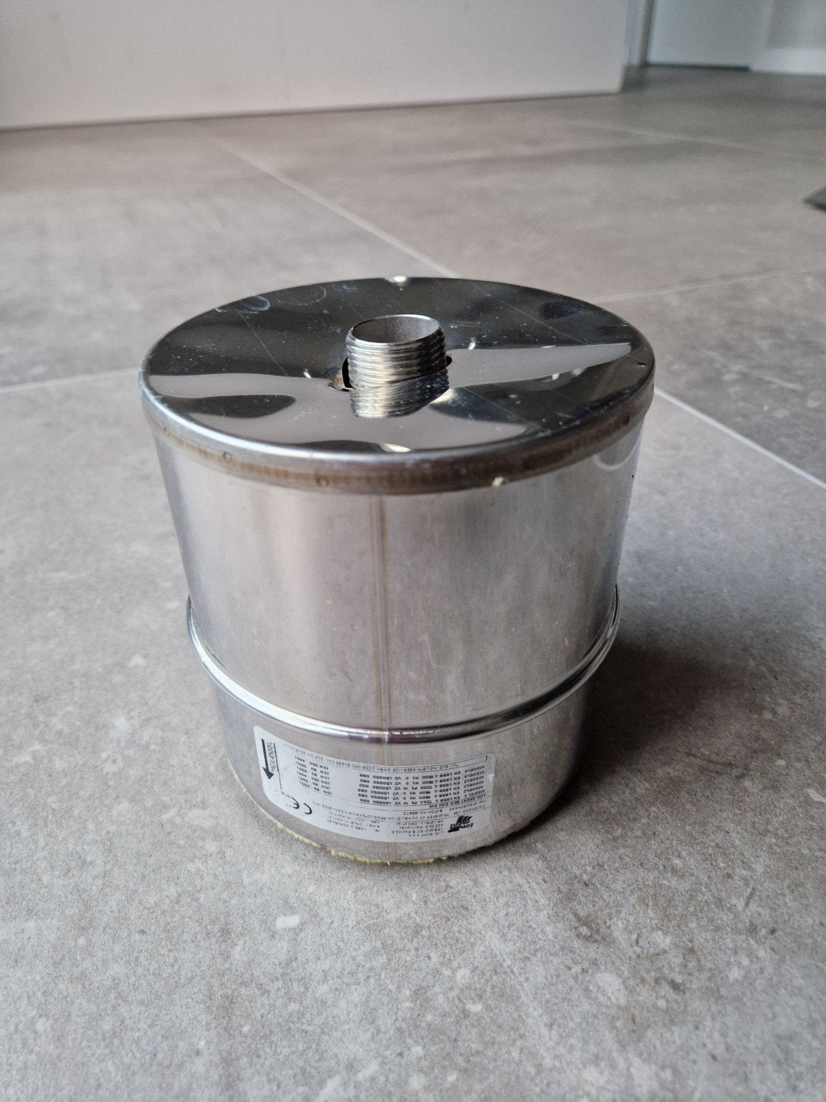 Dubbelwandig rookkanaal RVS deksel/condensafvoer 80-130mm, Ophalen, Zo goed als nieuw, Hout