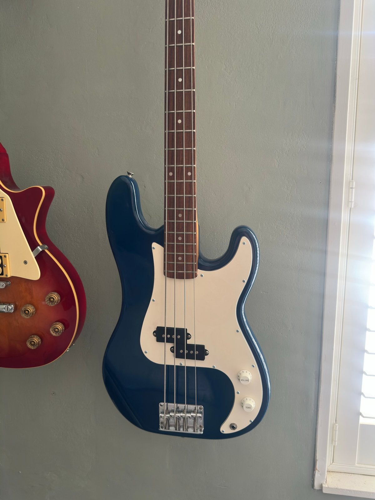 Vantage Precision Basgitaar - Vintage Blauw, Ophalen of Verzenden, Gebruikt, Elektrisch