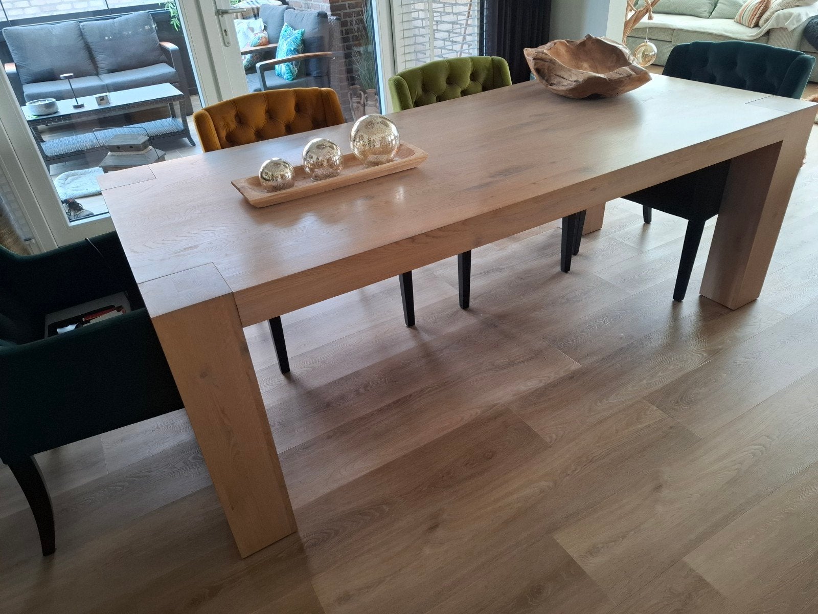 Eetkamer tafel, Eikenhout, 200 cm of meer, Rechthoekig, 50 tot 100 cm