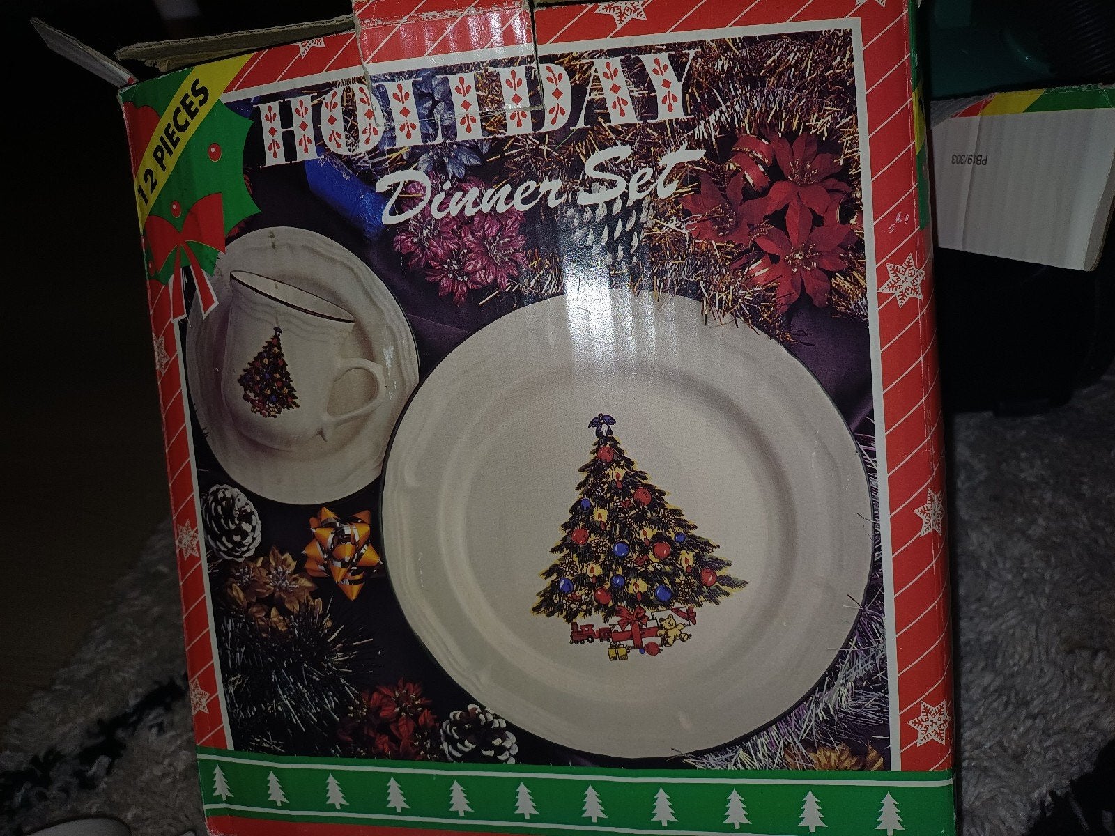 Vintage 12-delig Kerstservies - Nooit Gebruikt, Keramiek, Vintage, Nieuw, Ophalen of Verzenden