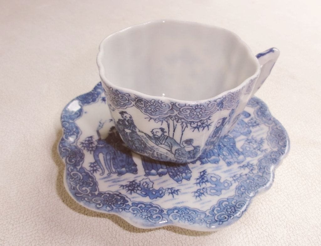 Japans kopje en schoteltje, licht porselein, ouderwets, Antiek en Kunst, Ophalen of Verzenden