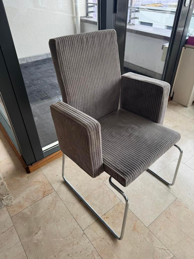 3x Design stoelen Bulo Pub & Club grijs rib fluweel pst, Ophalen, Vijf, Zes of meer stoelen, Gebruikt, Slede eetkamer of vergaderstoelen