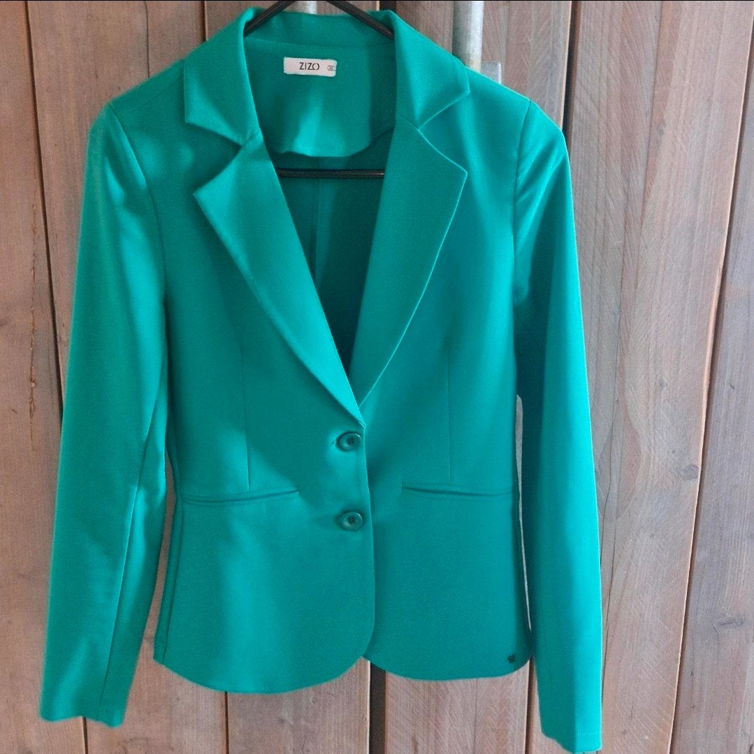 ZIZO Groen Blazer en Broek Set - Maat 36 (S), Kleding | Dames, Broeken en Pantalons, ZIZO, Ophalen of Verzenden, Zo goed als nieuw