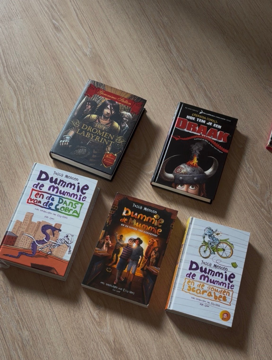 5 boeken: dummie de mummie, hoe tem je een draak etc., Ophalen of Verzenden, Zo goed als nieuw