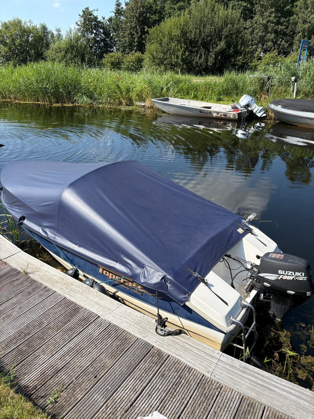 Topcraft Millennium Edition 440 - Vaarklaar met trailer!, Watersport en Boten, Motorboten en Motorjachten, Gebruikt, Afdekzeil