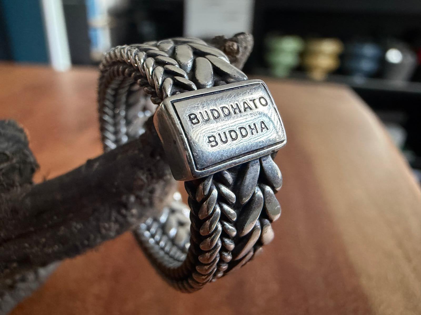 Buddha to buddha heren ring, 20 of groter, Heer, Ophalen of Verzenden, Zilver