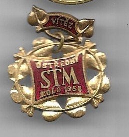 1958 EMAILE OUDE S.T.M. BROCHE SPELD, Ophalen of Verzenden, Gebruikt, Merk, Speldje of Pin