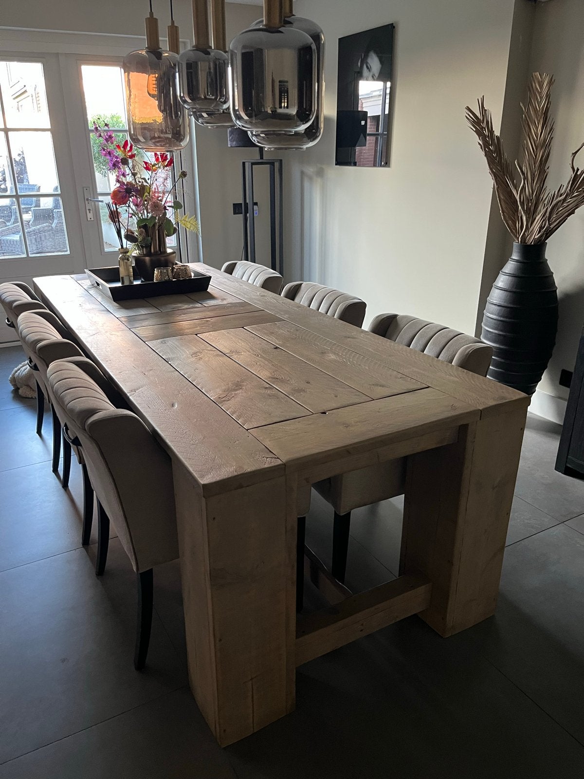 Grote Kloostertafel van Steigerhout - 250 cm lang, 100 tot 150 cm, 200 cm of meer, Ophalen of Verzenden, Zo goed als nieuw