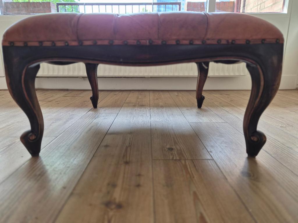 vintage leren hocker, Huis en Inrichting, Ophalen, Gebruikt, 50 tot 100 cm, Vierkant