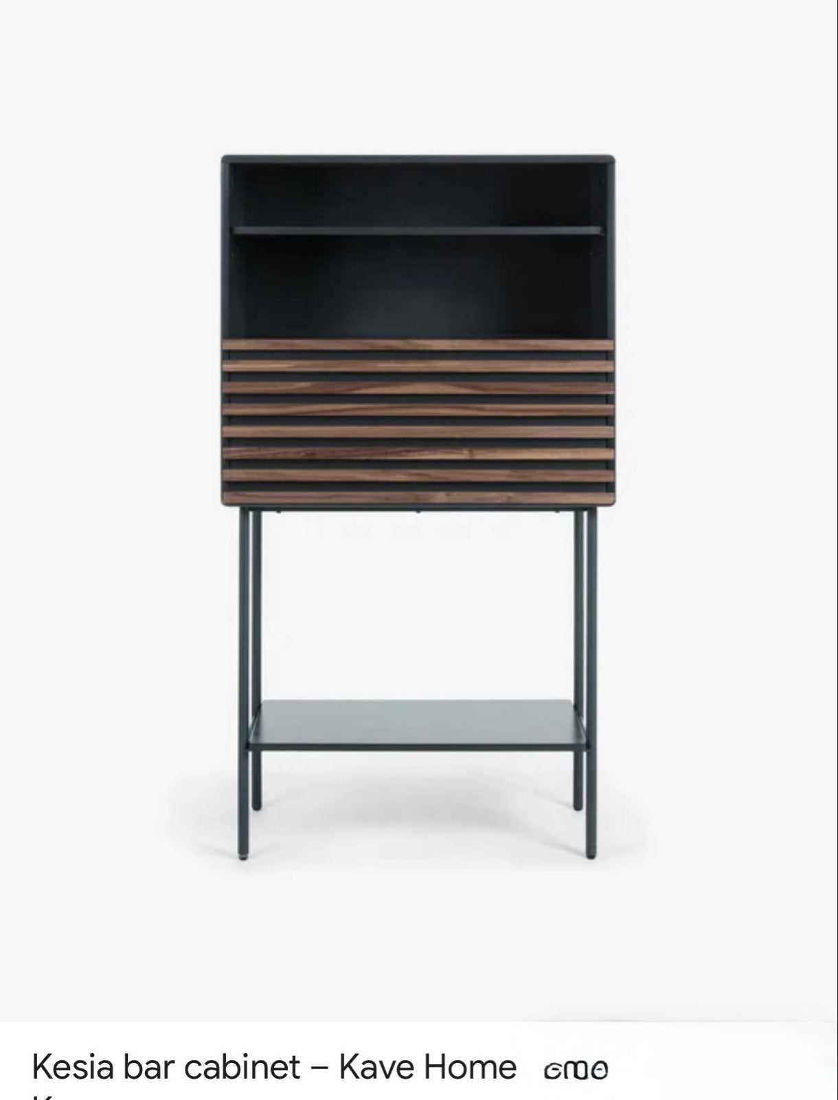 Kave Home Kesia Bar Cabinet Walnoothout & Staal, Ophalen, Zo goed als nieuw