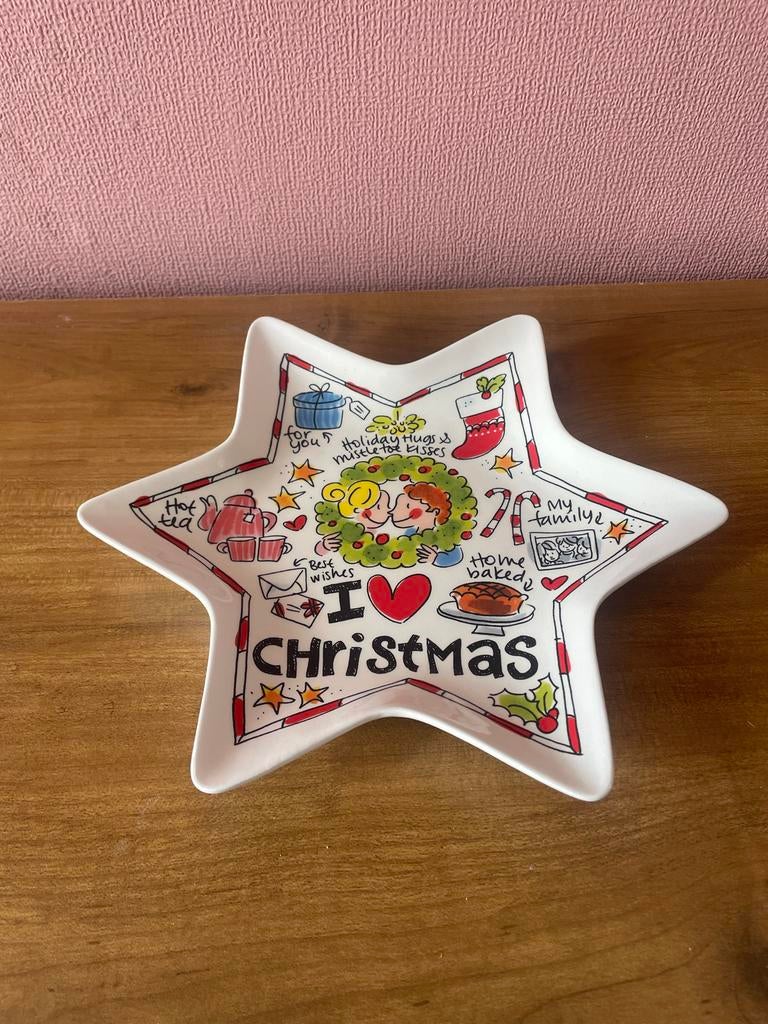 Kerst ster schaal 'I love Christmas', Porselein of Keramiek, Schaal, Ophalen of Verzenden, Zo goed als nieuw