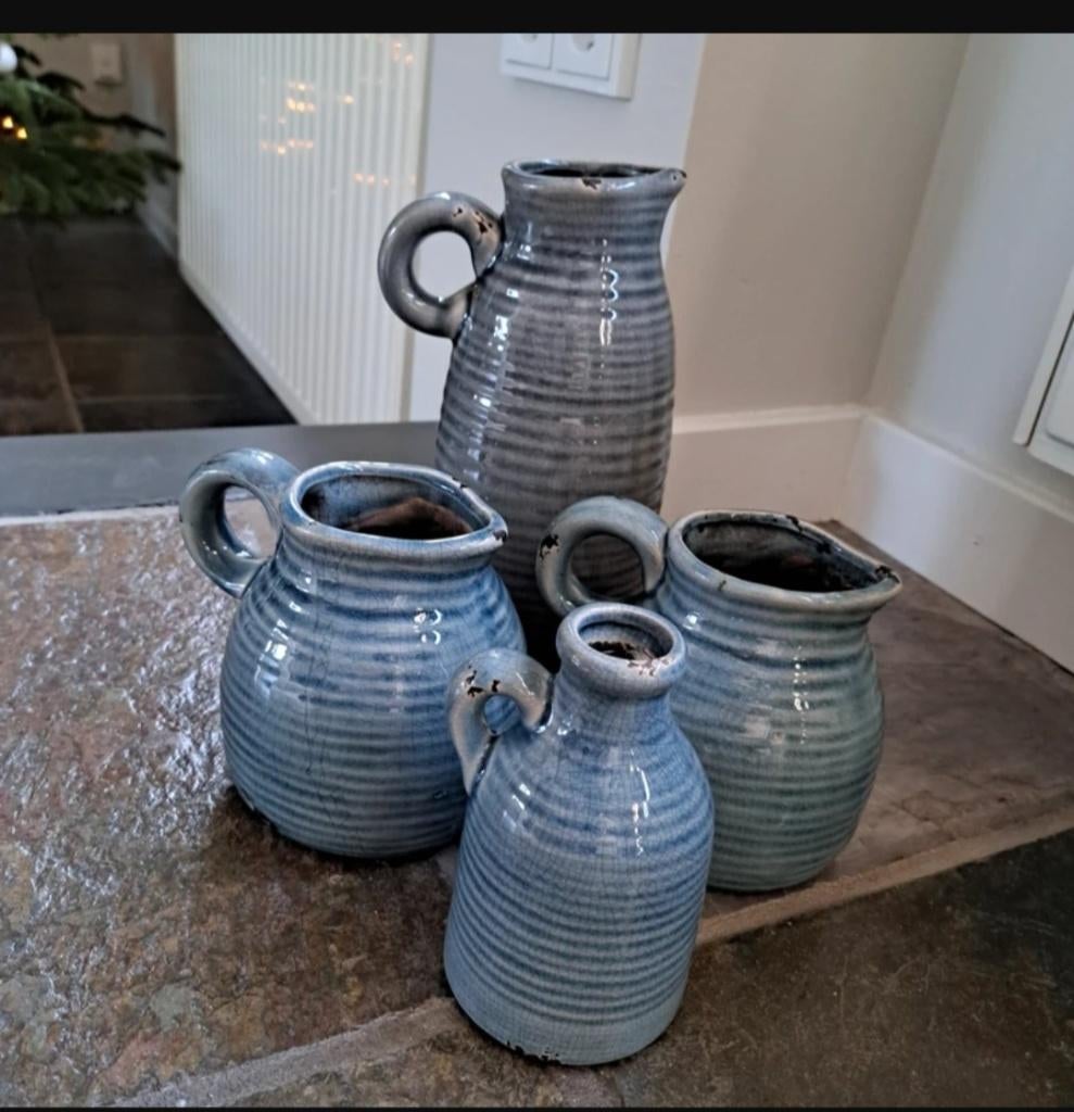 Vier kannen, Brocante, Blauw, Ophalen of Verzenden, Zo goed als nieuw