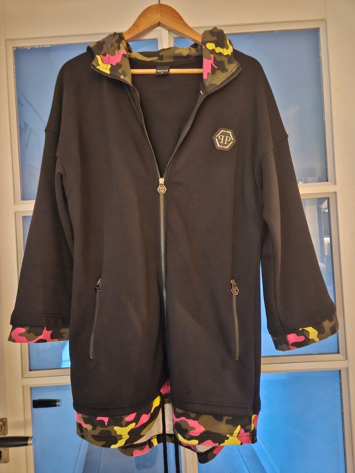 Philipp Plein dames jasje met capuchon  100% katoen, Made in, Zwart, Ophalen of Verzenden, Zo goed als nieuw, Jasje