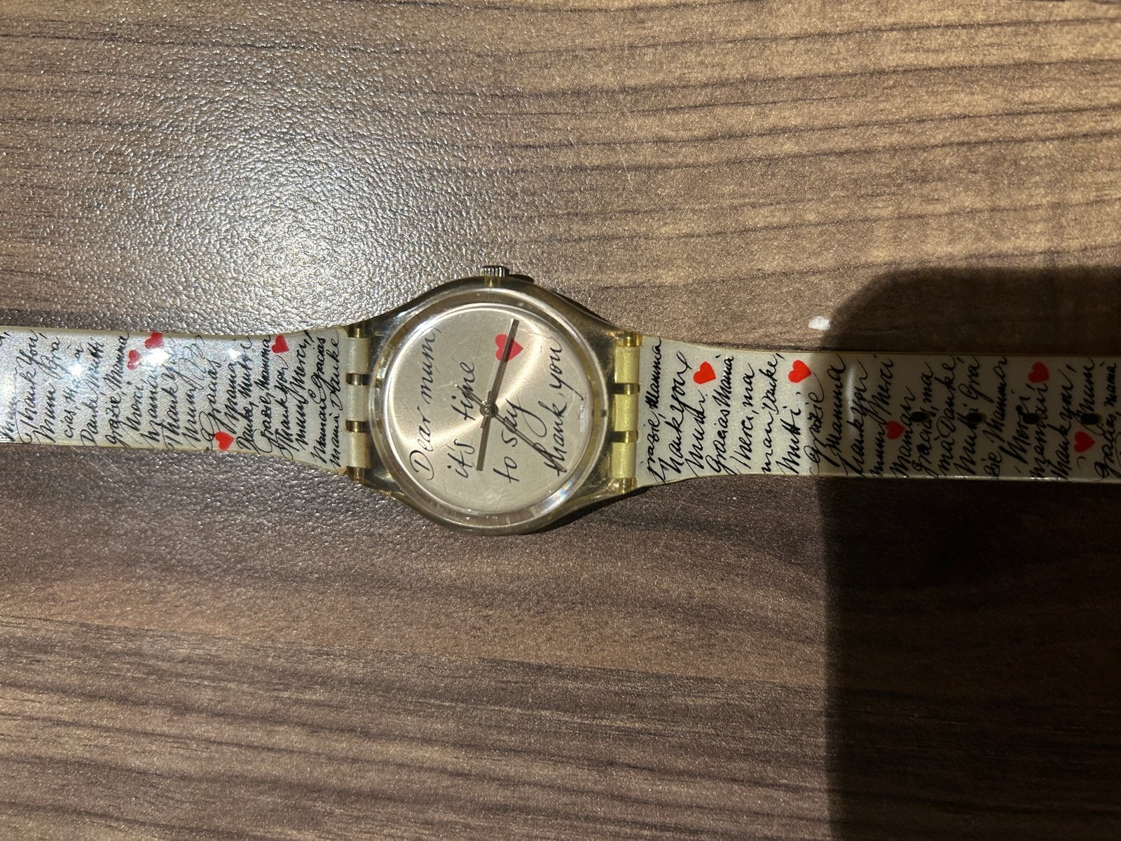 Swatch Polshorloge - 'Dear Mum, it's time to say thank you', Kunststof, Gebruikt, Polshorloge, Swatch