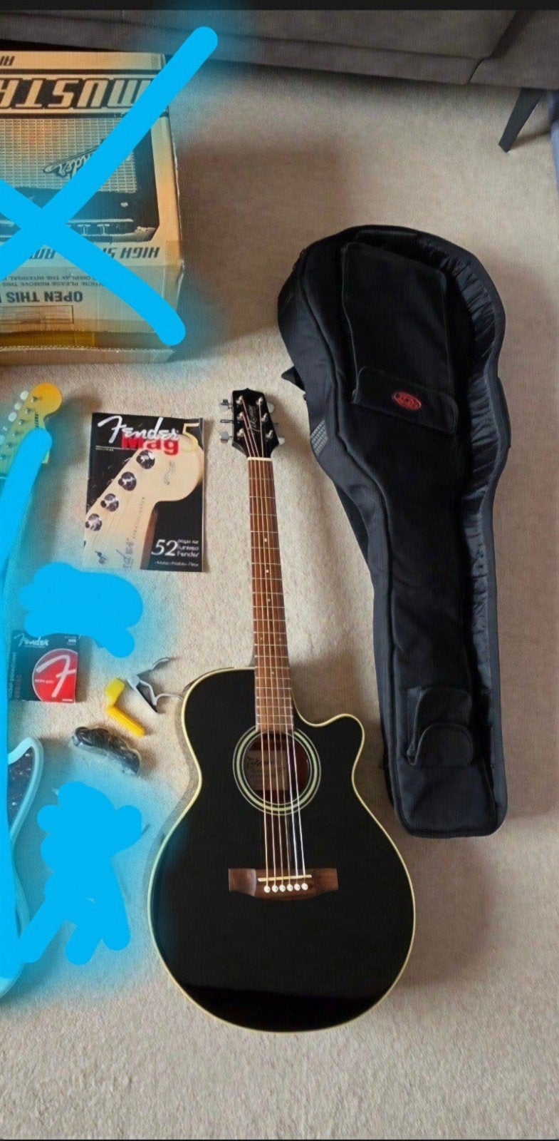 Gitaarset: Takamine, versterker & acc., Ophalen, Zo goed als nieuw, Western- of Steelstringgitaar