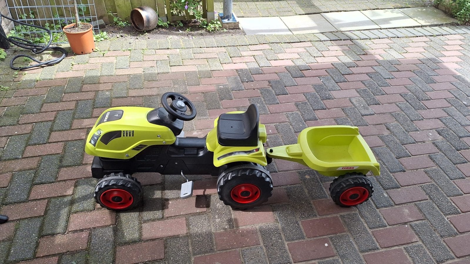 Claas Traptractor met Aanhanger, Kinderen en Baby's, Speelgoed | Buiten | Voertuigen en Loopfietsen, Ophalen, Gebruikt, Trapvoertuig