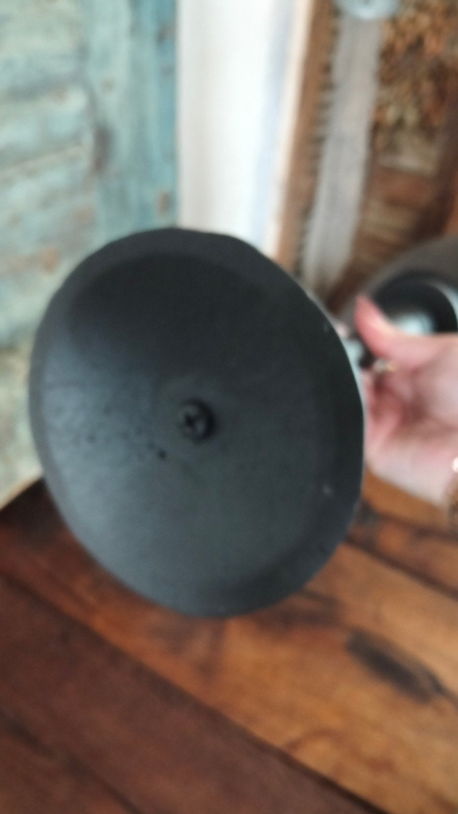 Brocante metalen zwaardere kandelaar (1), Ophalen of Verzenden