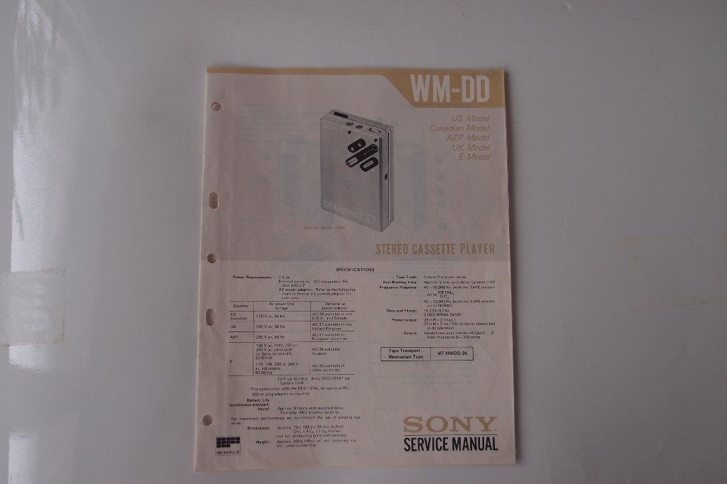 Sony Walkman DD service manual, Ophalen of Verzenden, Walkman